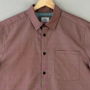 Flylow Wild Child Shirt Mens Medium Pink Short Sleeve Lightweight Button Up